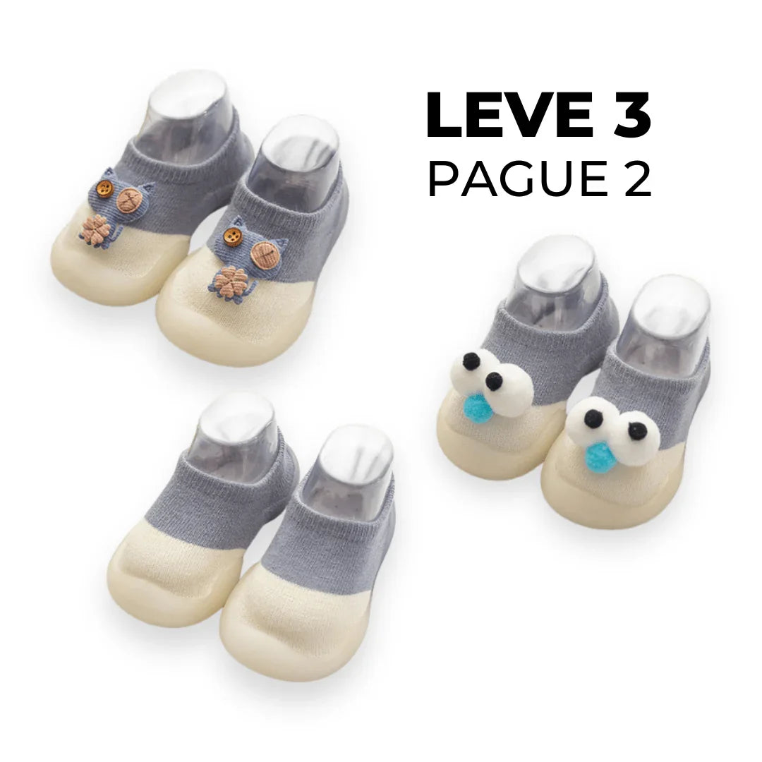 Kit de Meias Divertidas com Fundo Emborrachado - Pague 2, Leve 3 - BRINCAR JUNTO