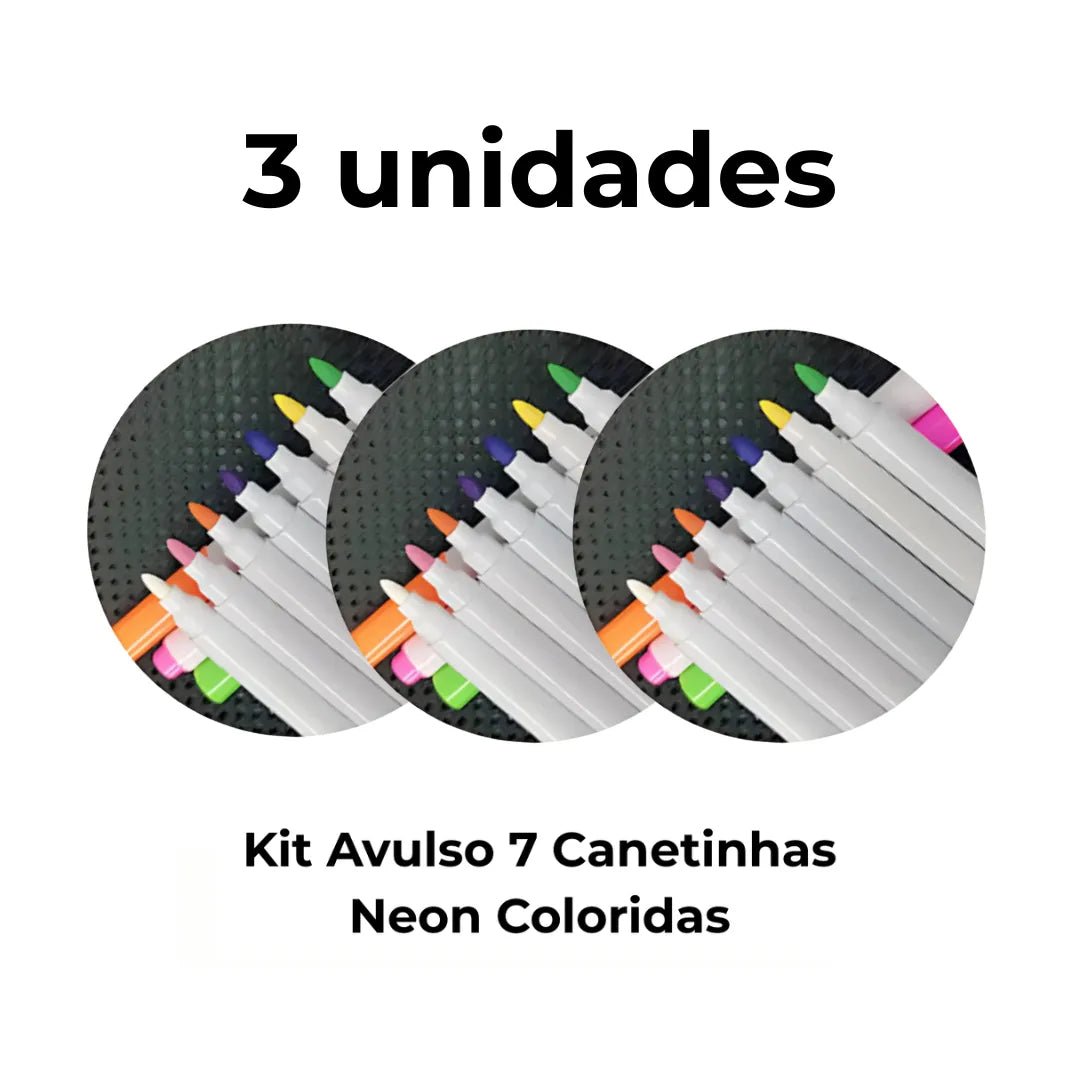 Kit Avulso de Canetinhas Neon - 7 cores - BRINCAR JUNTO