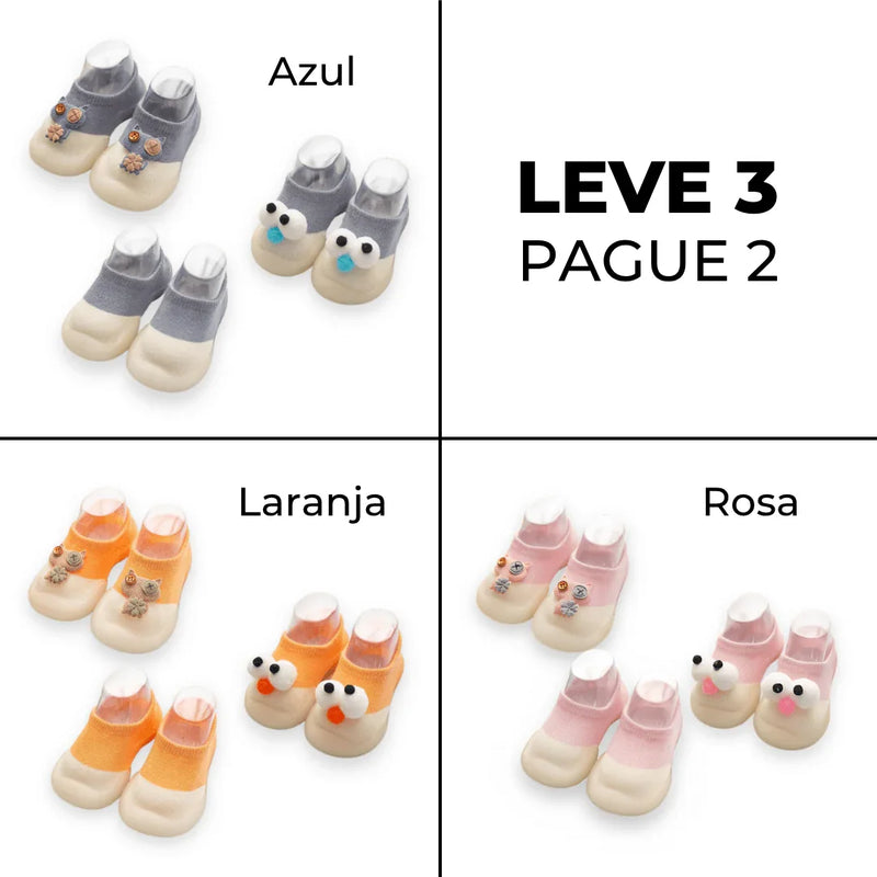 Kit de Meias Divertidas com Fundo Emborrachado - Pague 2, Leve 3 - BRINCAR JUNTO