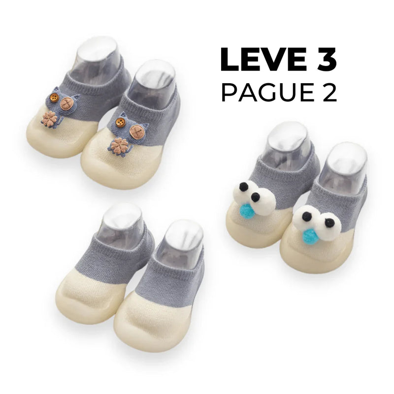 Kit de Meias Divertidas com Fundo Emborrachado - Pague 2, Leve 3 - BRINCAR JUNTO
