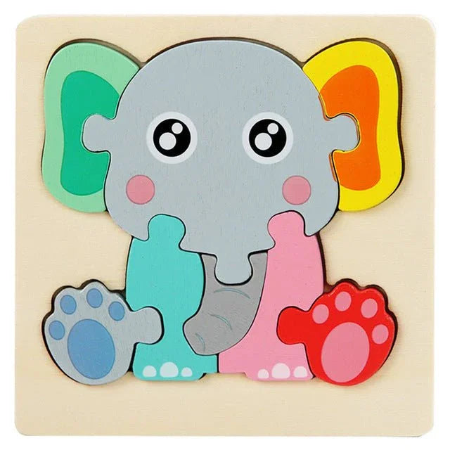 Quebra - Cabeças 3D de Madeira Colorida Animais - BRINCAR JUNTO