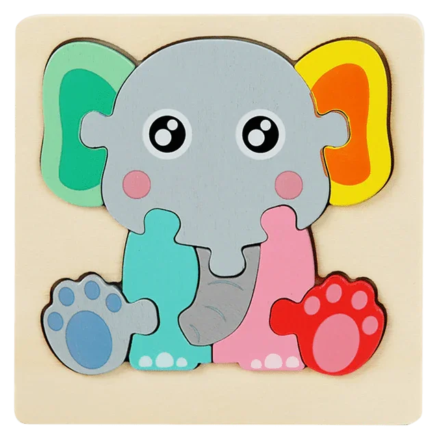 Quebra - Cabeças 3D de Madeira Colorida Animais - BRINCAR JUNTO