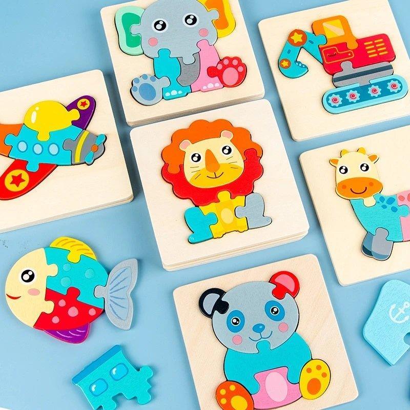 Quebra - Cabeças 3D de Madeira Colorida Animais - BRINCAR JUNTO