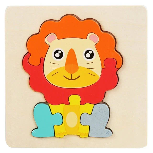 Quebra - Cabeças 3D de Madeira Colorida Animais - BRINCAR JUNTO