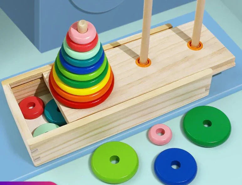 Torre de Madeira Grande Colorida - BRINCAR JUNTO