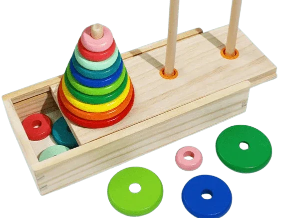 Torre de Madeira Grande Colorida - BRINCAR JUNTO